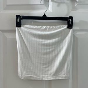 American Eagle White Ribbed Strapless Crop Top